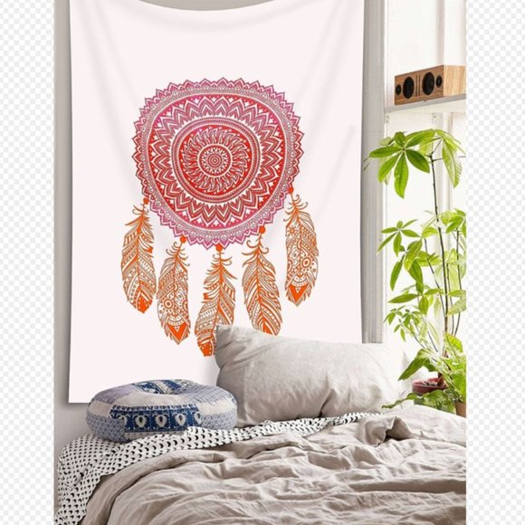 Kikiboheme Other - Orange and Pink Dreamcatcher Boho Wall Decor Cotton Bed Bohemian Tapestry NEW